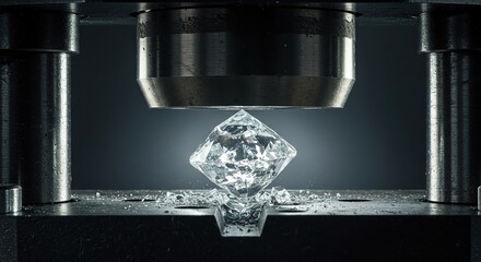 Diamond Under Pressure: Close-Up of Gem Cracking, Symbolizing Strength and Vulnerability.