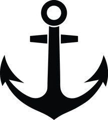 Ship or boat anchor silhouette, ship anchor or boat anchor flat icon for apps and websites 