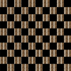 Black and white chessboard with checkered pattern and square tiles