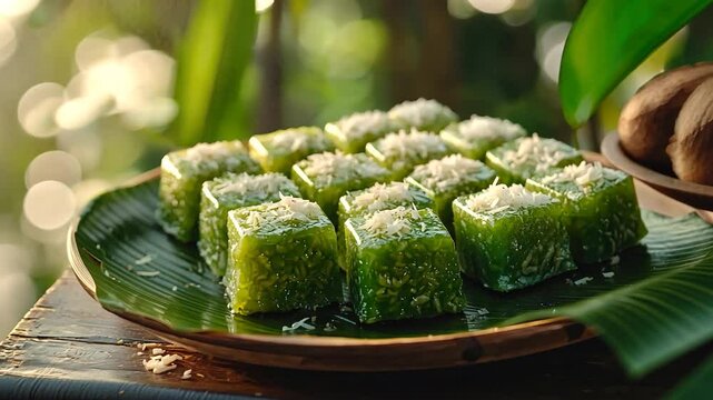 ondeh-ondeh coated with pandan-infused coconut video singaporean cuisine