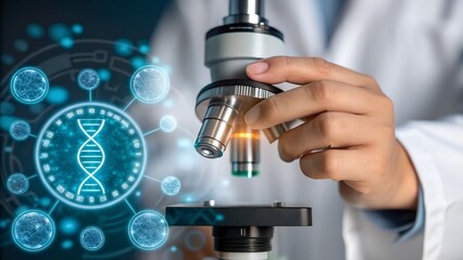 Doctor using microscope