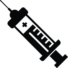 Medical syringe silhouette, syringe injection icon vector, medical syringe silhouette, Symbol, vector, illustration  