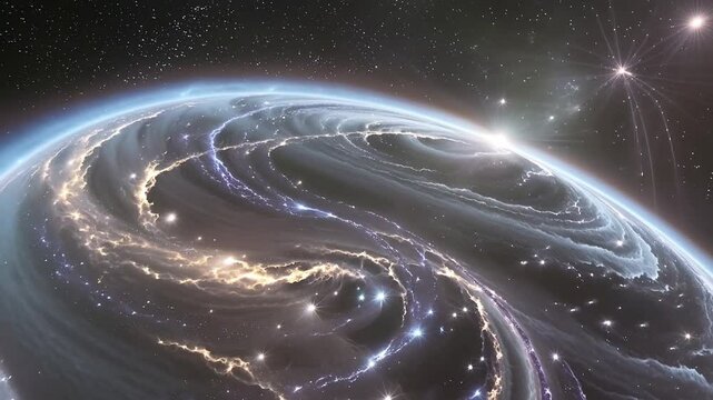 Cosmic galaxy swirling with light and energy in deep space  