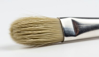 Close-up of a paintbrush on white background,