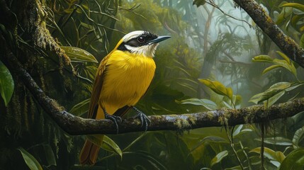 Kiskadee on branch. Generative AI