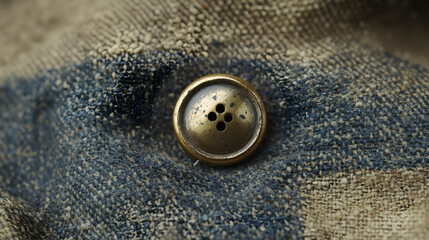 The image shows a close up of a button on a piece of fabric. The button is in the center of the image and is surrounded by a cloth material.