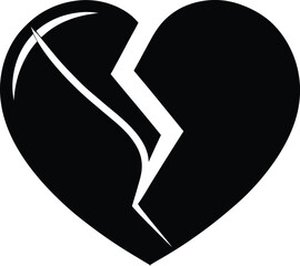  Broken heart silhouette, heartbreak / broken heart or divorce flat icon for apps and websites 