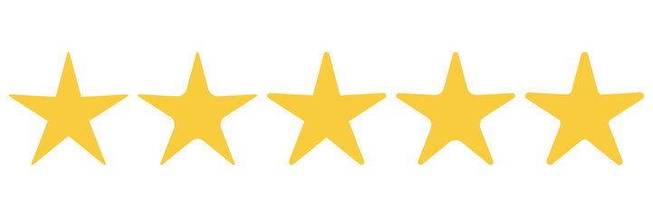 Yellow stars silhouette set isolated on white. Simple flat star shapes. Minimalist design element. Great for Posters, flyers, badge, Certificates, diplomas, Infographic, Rating in apps, social media