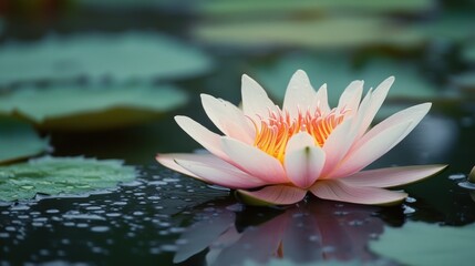 Lotus blooming on lake. Generative AI