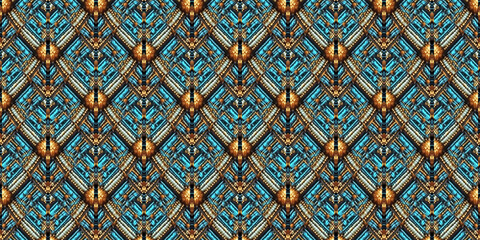 Linear strips background. Golden elements, line art. Blue and gold colors