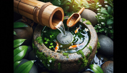 竹製的水流裝置