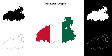 Huehuetan municipality (Chiapas) outline map set
