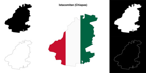 Ixtacomitan municipality (Chiapas) outline map set