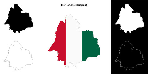 Ostuacan municipality (Chiapas) outline map set