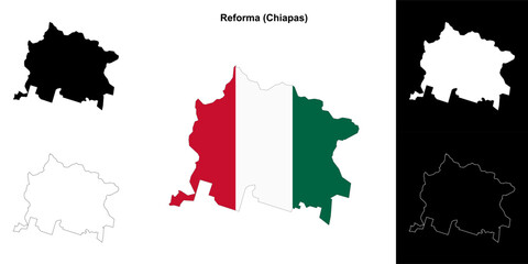 Reforma municipality (Chiapas) outline map set