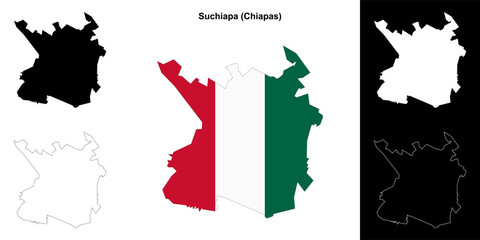 Suchiapa municipality (Chiapas) outline map set