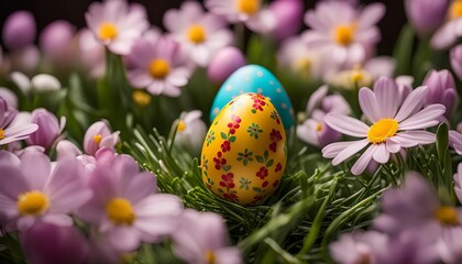 Easter Eggs in a Garden of Blossoms