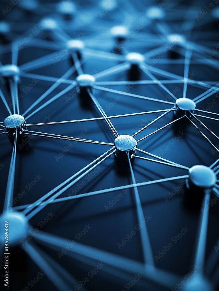 Poster abstract network connection nodes digital technology global communication modern business network st
