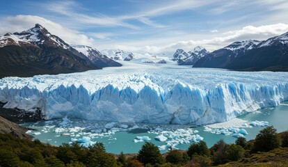 Glacier and mountains of Perito Moreno, Argentina, Scenic landscape,