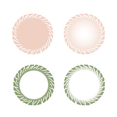Set of elegant circular frames and wreaths with organic, root-like patterns in soft boho colors. Vector elements are perfect for text decoration, invitations, branding and logo design