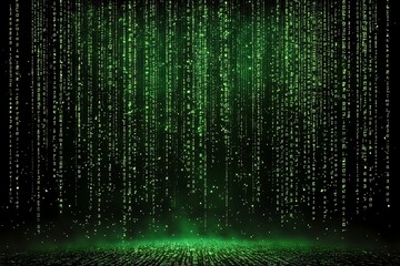 Green digital rain effect with numeric characters falling downward