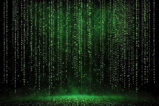 Green digital rain effect with numeric characters falling downward