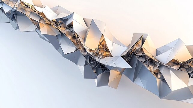 Aerial perspective of dynamic geometric design formed by overlapping shapes on a white background