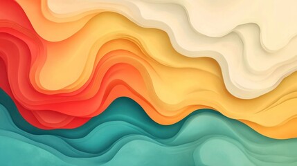 Fototapeta premium Abstract gradient background with bright red and yellow, soft mint and peach, featuring a flat design, ideal for modern and elegant designs.