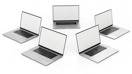 Laptops Mockup on White Background Modern Digital Device Template for Technology Branding Web Design and Product Presentation