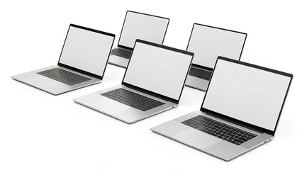 Laptops Mockup on White Background Modern Digital Device Template for Technology Branding Web Design and Product Presentation