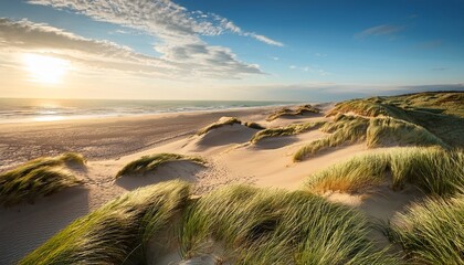 ecological equilibrium and exquisite allure of seaside dunes, adorned with luxuriant beach grass, epitomize ethereal essence of wind-kissed meadows, steadfastness they offer to coast, and ageless ench