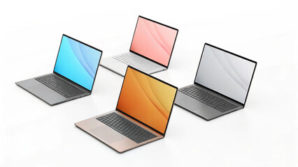 Laptops Mockup on White Background Modern Digital Device Template for Technology Branding Web Design and Product Presentation