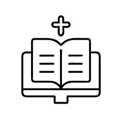 Open book with cross illustration