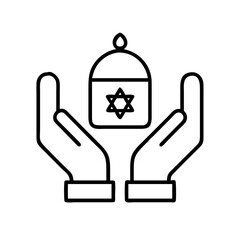 Hands holding a star-decorated religious symbol