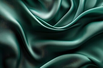 Obraz premium Smooth green silk fabric draped elegantly, showcasing soft folds and texture, ideal for fashion design