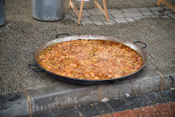 Traditional Spanish food and very popular in Spain, prepared in the street, in the festivities of the Fallas in Valencia.