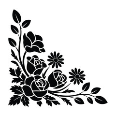 Obraz premium Vintage Inspired Black Floral Silhouette for Wall Art