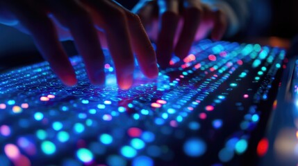 A medical professional in a white lab coat and face mask is seated at a desk, using a laptop.