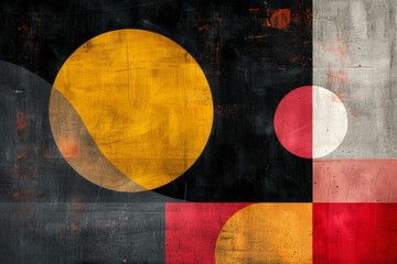 Naklejka premium Bold geometric shapes and contrasting colors create a unique minimalist abstract design with vibrant appeal