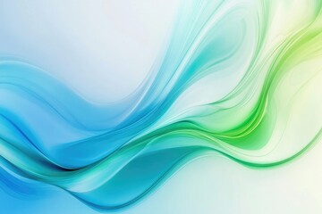 Abstract background with green and blue fluid glass waves. 3d abstract liquid glass transparent clear ribbon wave line on green background with palm leaf shadow. Water fluid flow curve shape. MZ 