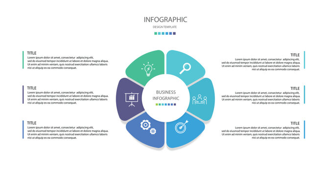 Business infographics line process with template with icons and 6 options or steps.infographics of business,idea,meeting,process,report.for infographics design template.eps