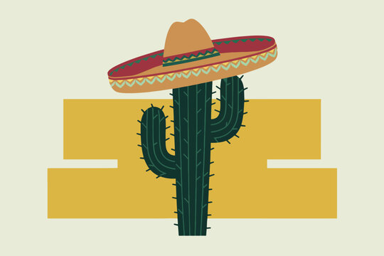 Cactus with a sombrero, Cinco de Mayo concept