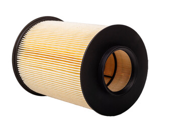 Air filter made of paper. The filter element is used in a car. Close-up.