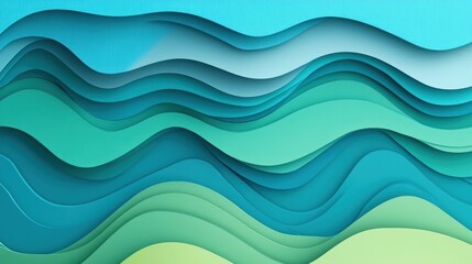 Abstract Teal Green Layered Wave Pattern Design