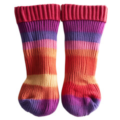 A Pair of Knit Leg Warmers with Gradient Ombre Tones Isolated on Transparent Background