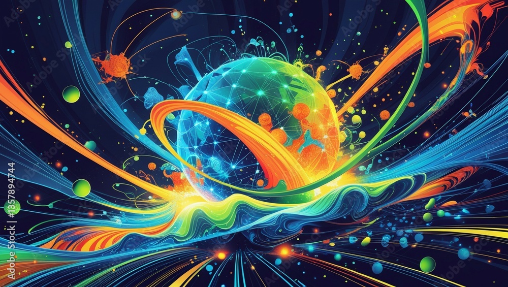 Fototapete a vibrant, futuristic abstract vector illustration depicting the intersection of quantum computer te