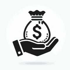 vector illustration icon hand holding money bag