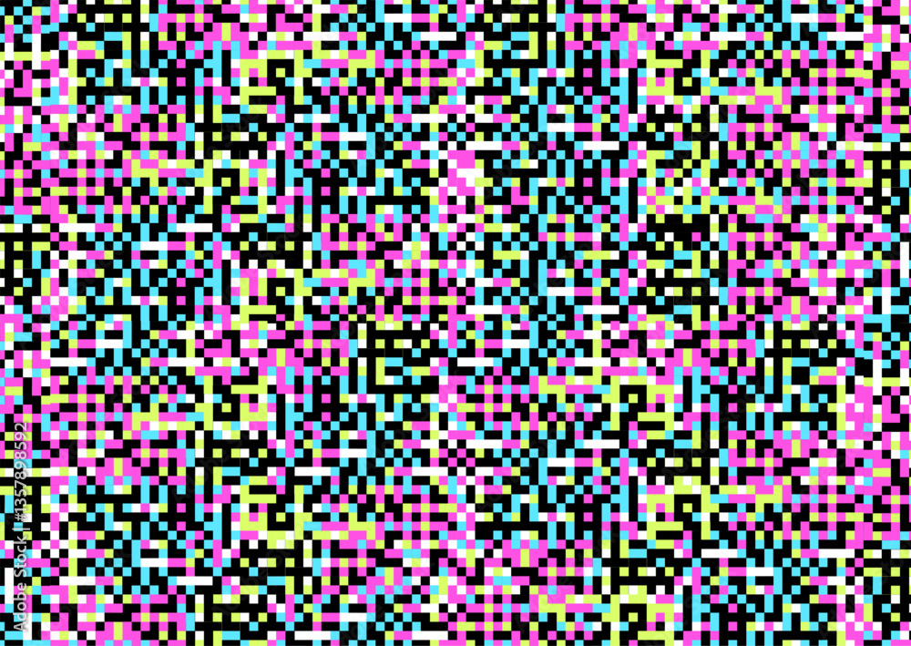 Wall mural tv glitch screen. digital noise data bug vhs video signal error effect, glitched pixel distortion te