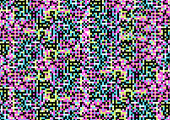Tv glitch screen. Digital noise data bug vhs video signal error effect, glitched pixel distortion texture background analog technology overlay channel, classy vector illustration