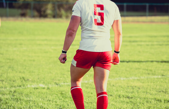 Rugby player from behind